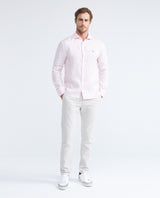 Men's Slim Fit Long Sleeve Linen Shirt Color Duck Natural Buttons - 2