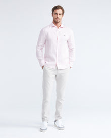Men's Long Sleeve Linen Shirt - Pink - 2