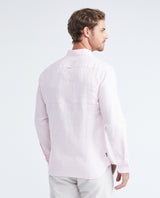 Men's Slim Fit Long Sleeve Linen Shirt Color Duck Natural Buttons - 5