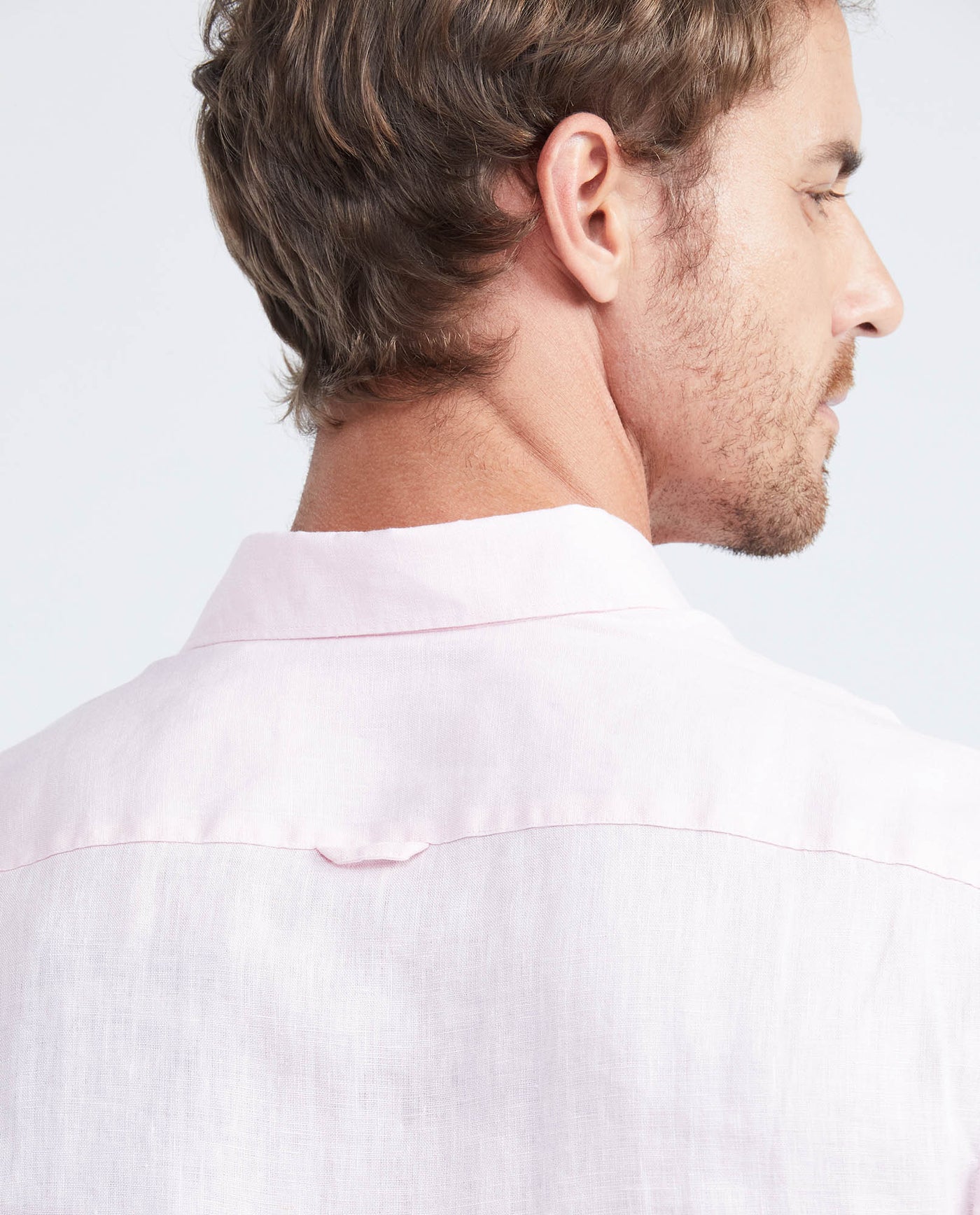 Men's Slim Fit Long Sleeve Linen Shirt Color Duck Natural Buttons - 6