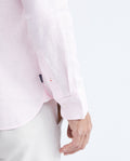 Men's Slim Fit Long Sleeve Linen Shirt Color Duck Natural Buttons - 7