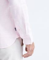 Men's Slim Fit Long Sleeve Linen Shirt Color Duck Natural Buttons - 7