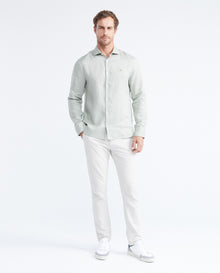 Men's Slim Fit Long Sleeve Linen Shirt Color Duck Natural Buttons - 2