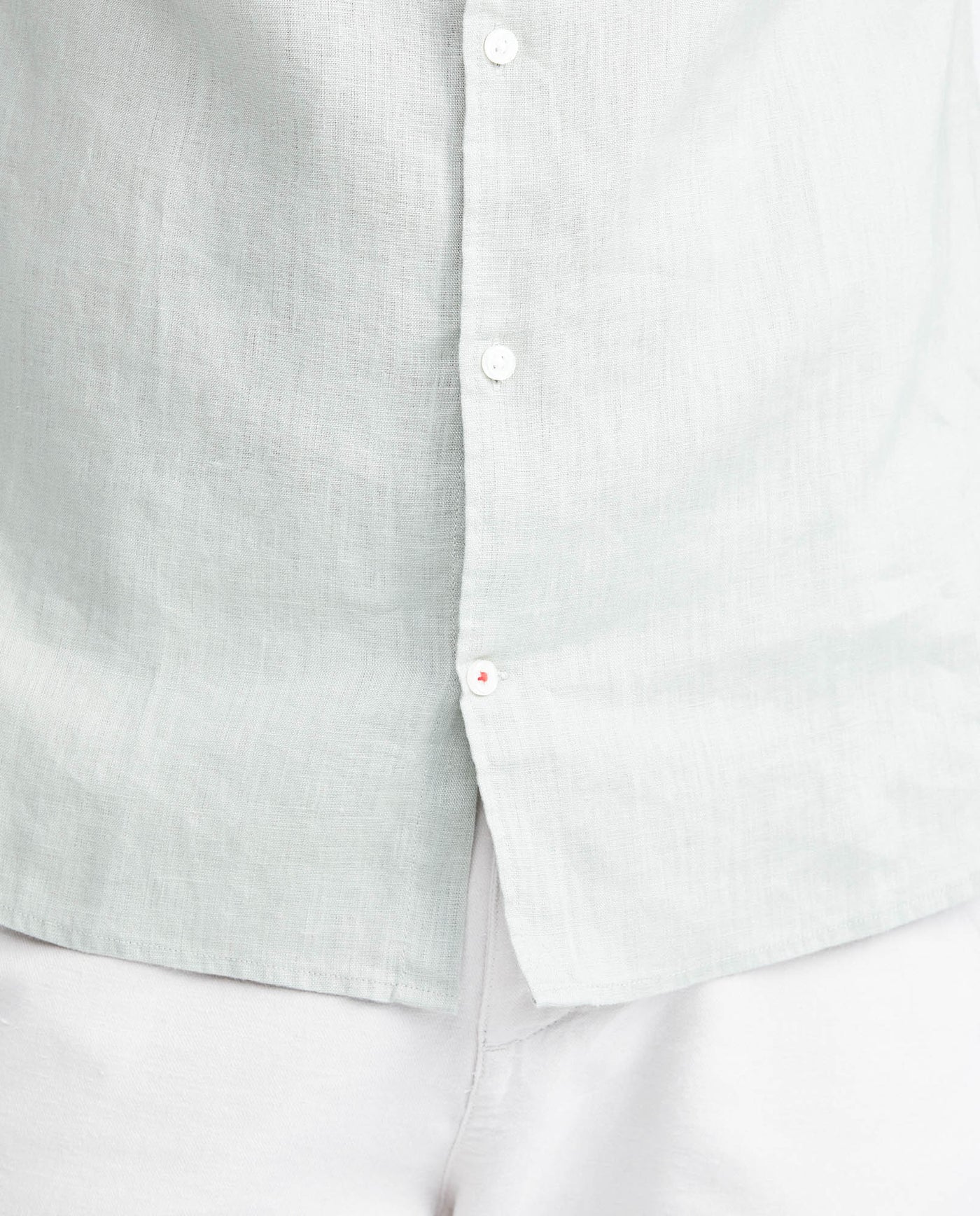 Men's Slim Fit Long Sleeve Linen Shirt Color Duck Natural Buttons - 4