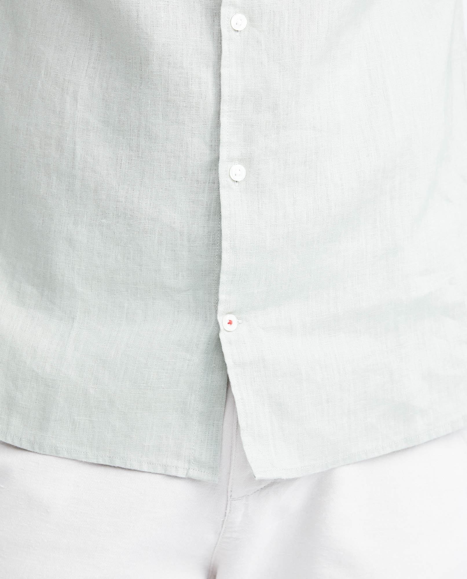 Men's Slim Fit Long Sleeve Linen Shirt Color Duck Natural Buttons - 4