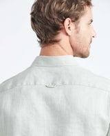 Men's Slim Fit Long Sleeve Linen Shirt Color Duck Natural Buttons - 6