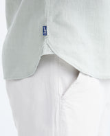 Men's Slim Fit Long Sleeve Linen Shirt Color Duck Natural Buttons - 7