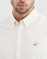 Men's Striped Oxford Shirt Spread Collar in Cotton - 3