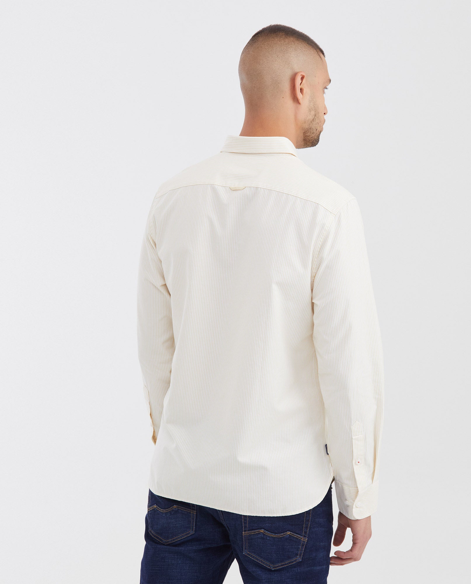 Men's Striped Oxford Shirt Spread Collar in Cotton - 7
