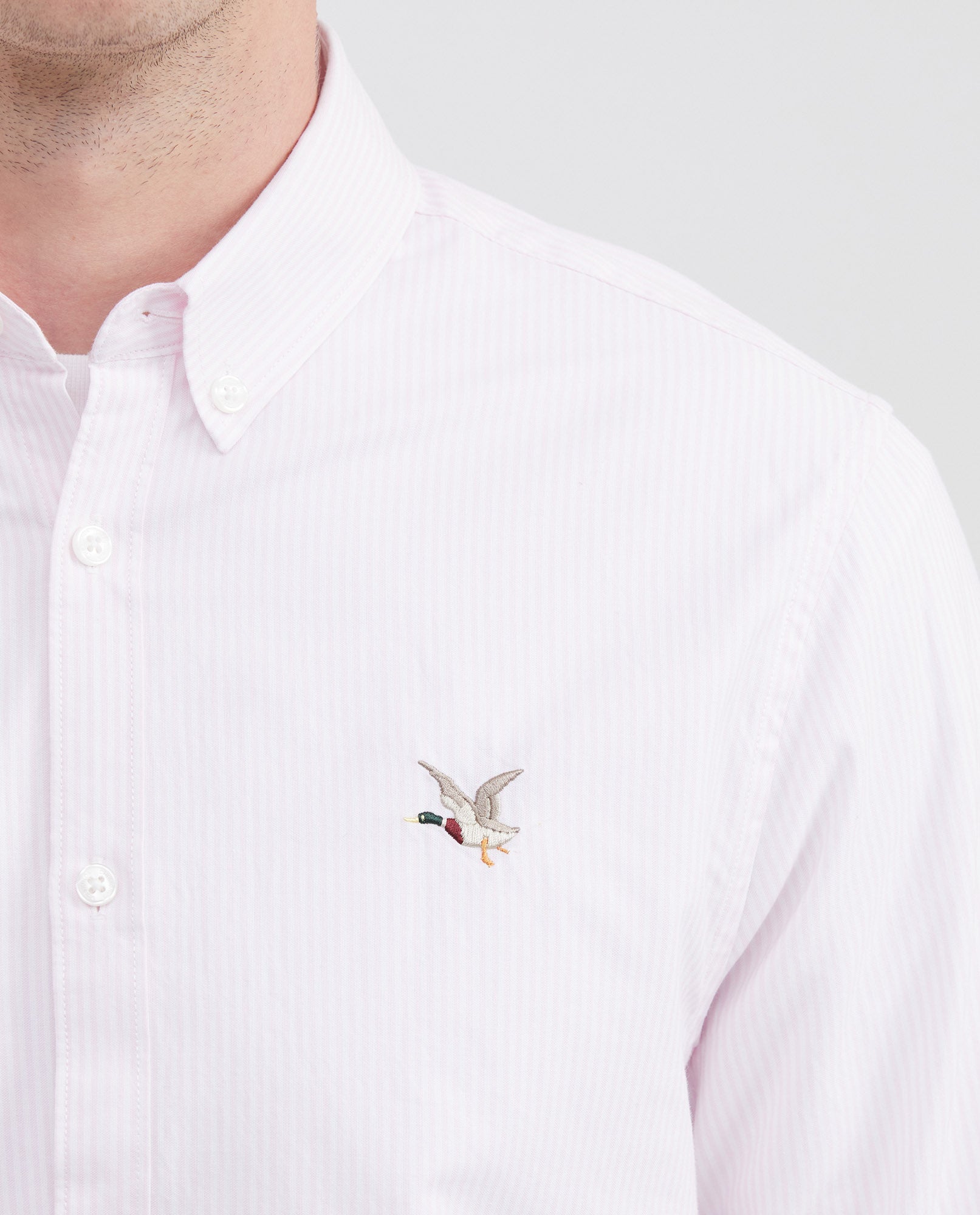 Men's Striped Oxford Shirt Spread Collar in Cotton - 3