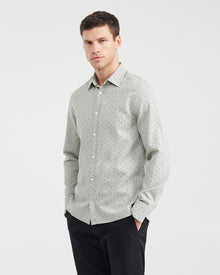 Classic fit long sleeve linen Shirt in green Color
