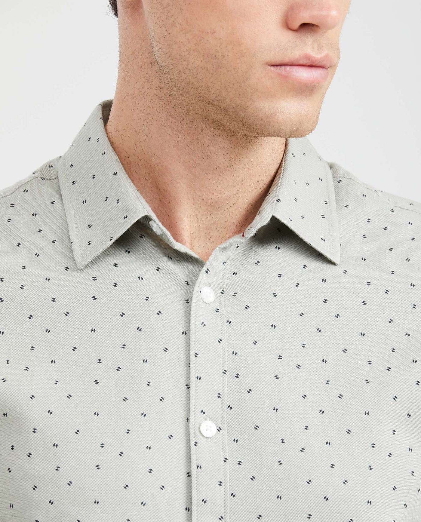 Men's Mini Print Button-Down Shirt 100% Cotton - 2