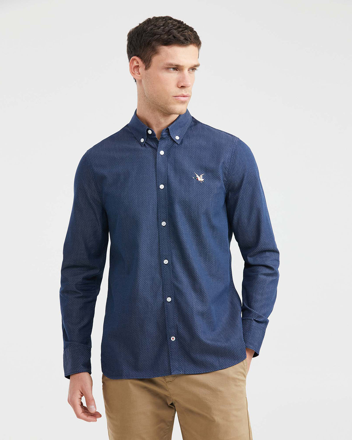 Classic fit long sleeve linen Shirt in blue Color