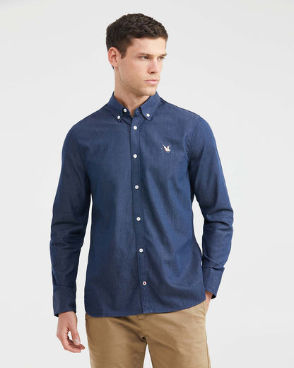Classic fit long sleeve linen Shirt in blue Color