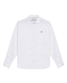 Men's Long Sleeve Shirt in Linen - White - 1