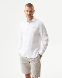 Men's Long Sleeve Shirt in Linen - White - 2