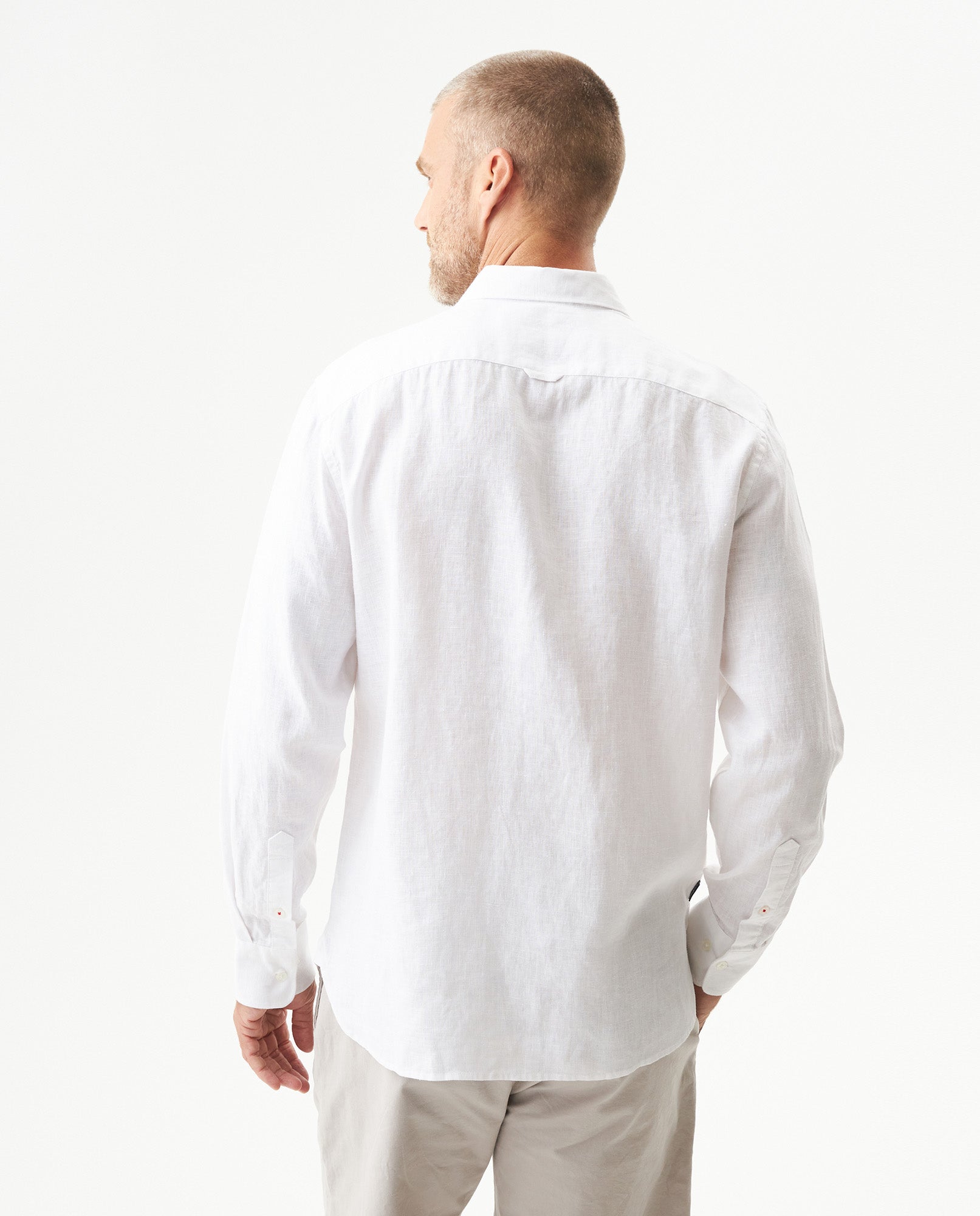 Men's Shirt: Long Sleeve 100% Linen Male - White 617G204 - 5