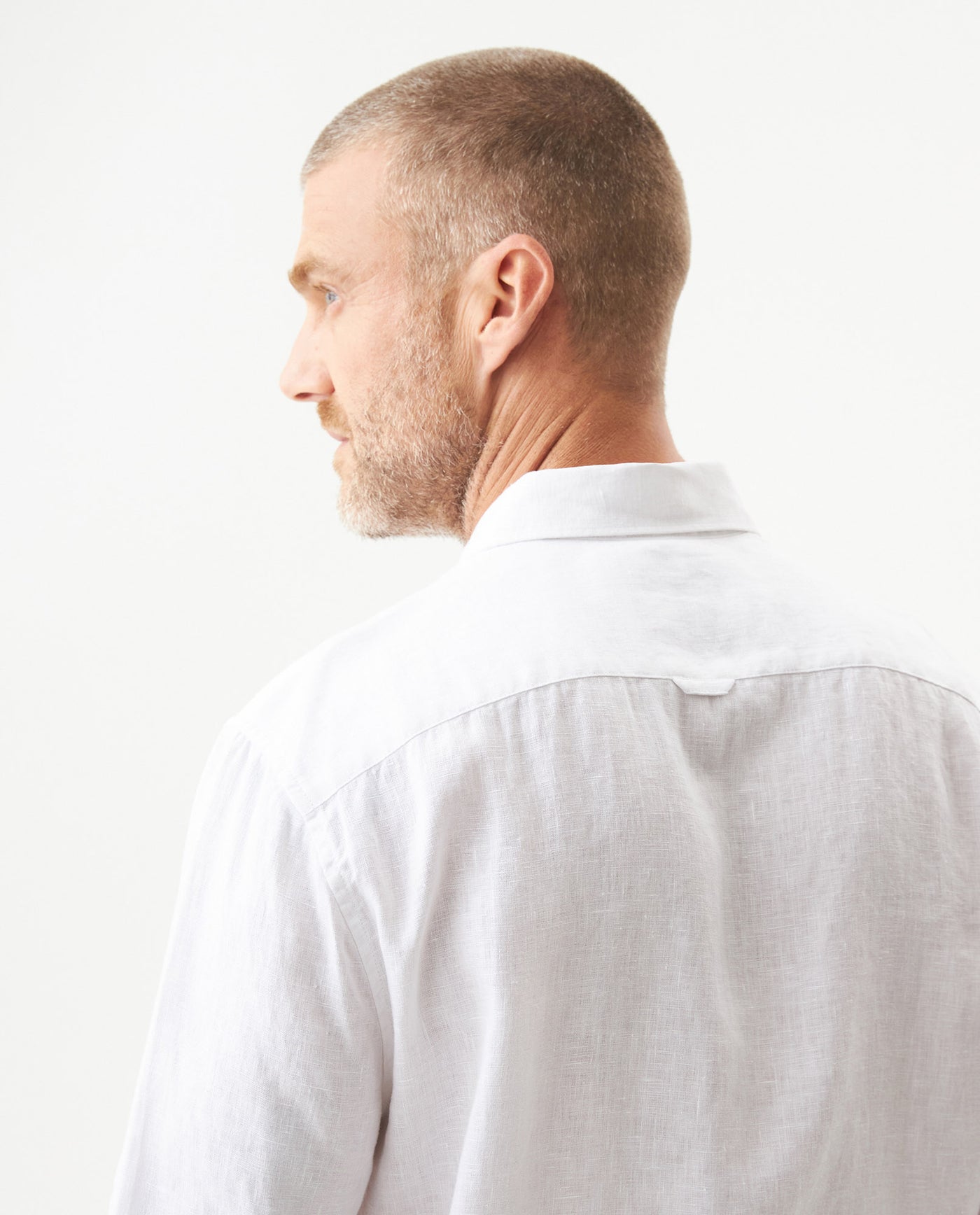 Men's Shirt: Long Sleeve 100% Linen Male - White 617G204 - 6