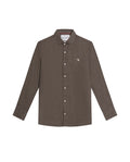 Men's Shirt: Long Sleeve 100% Linen Male - Green 617G204 - 2
