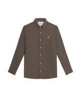 Men's Shirt: Long Sleeve 100% Linen Male - Green 617G204 - 2