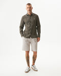 Men's Shirt: Long Sleeve 100% Linen Male - Green 617G204 - 3