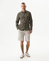 Men's Shirt: Long Sleeve 100% Linen Male - Green 617G204 - 3