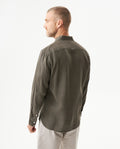 Men's Shirt: Long Sleeve 100% Linen Male - Green 617G204 - 5