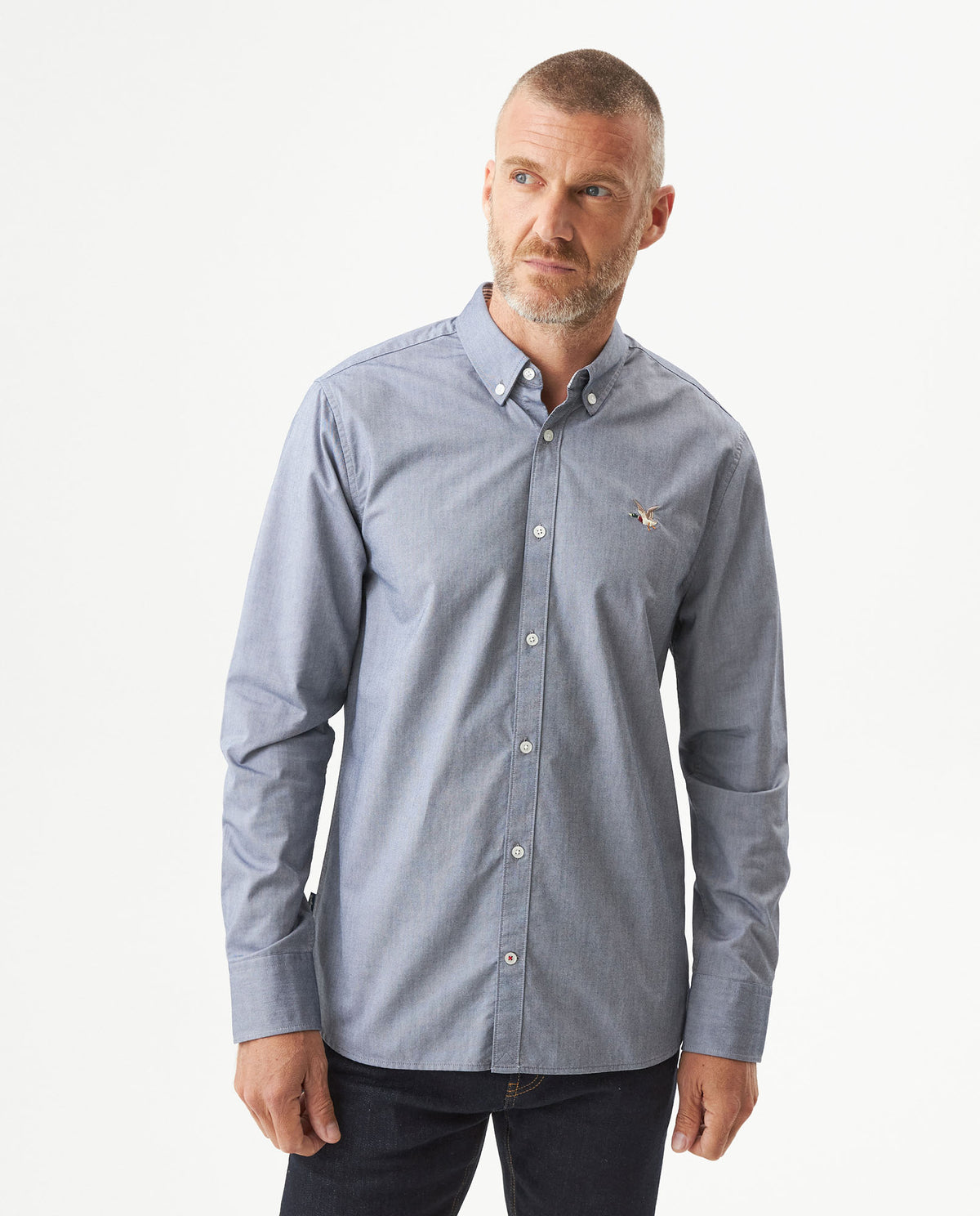 Oxford Long Sleeve Shirt for Men in Cotton - Black 617G400 - 1