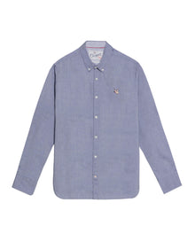 Men's Oxford Long Sleeve Shirtin Cotton - Black - 1