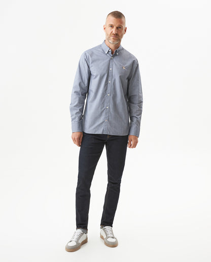 Men's Oxford Long Sleeve Shirtin Cotton - Black - 3