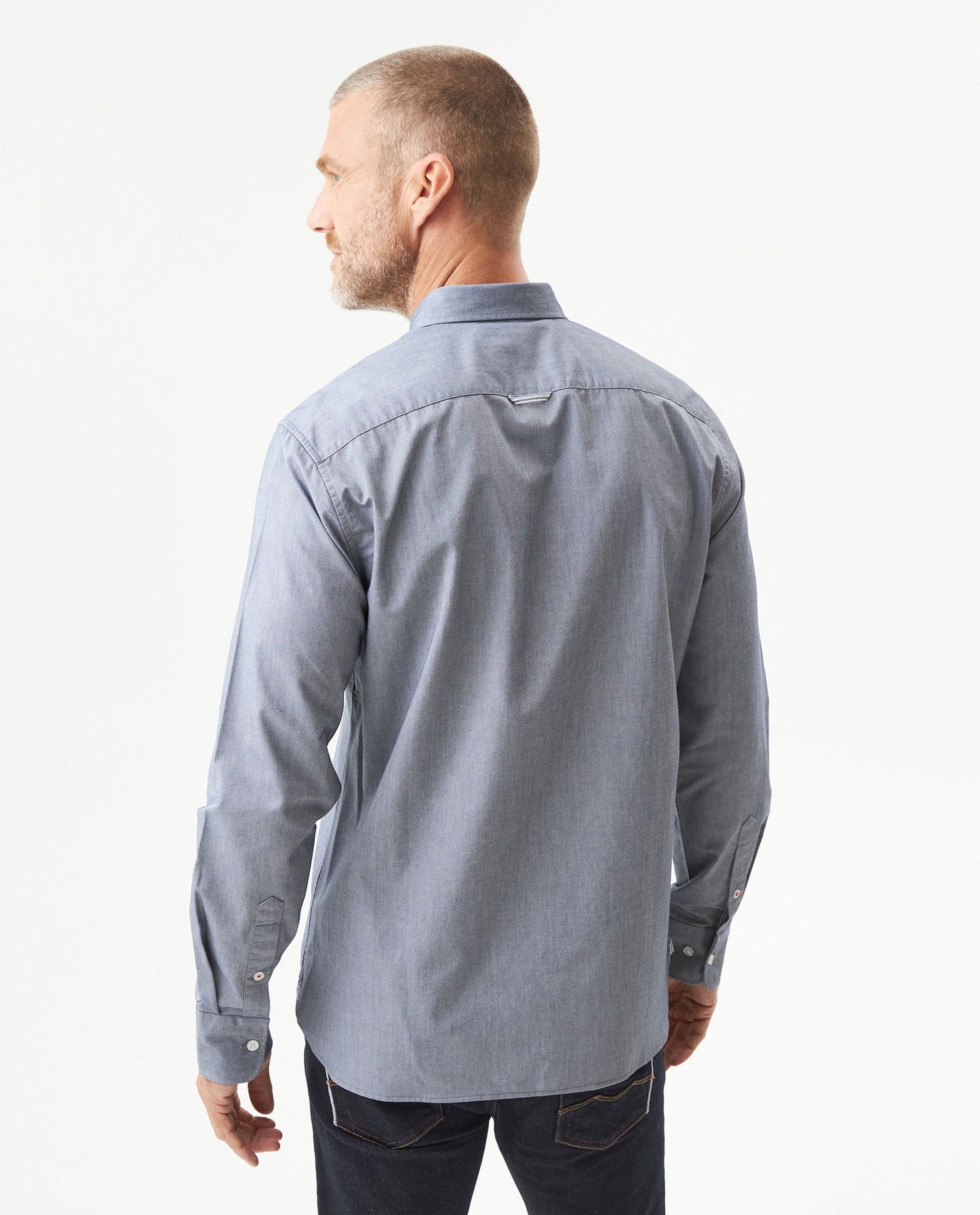 Men's Oxford Long Sleeve Shirtin Cotton - Black - 5