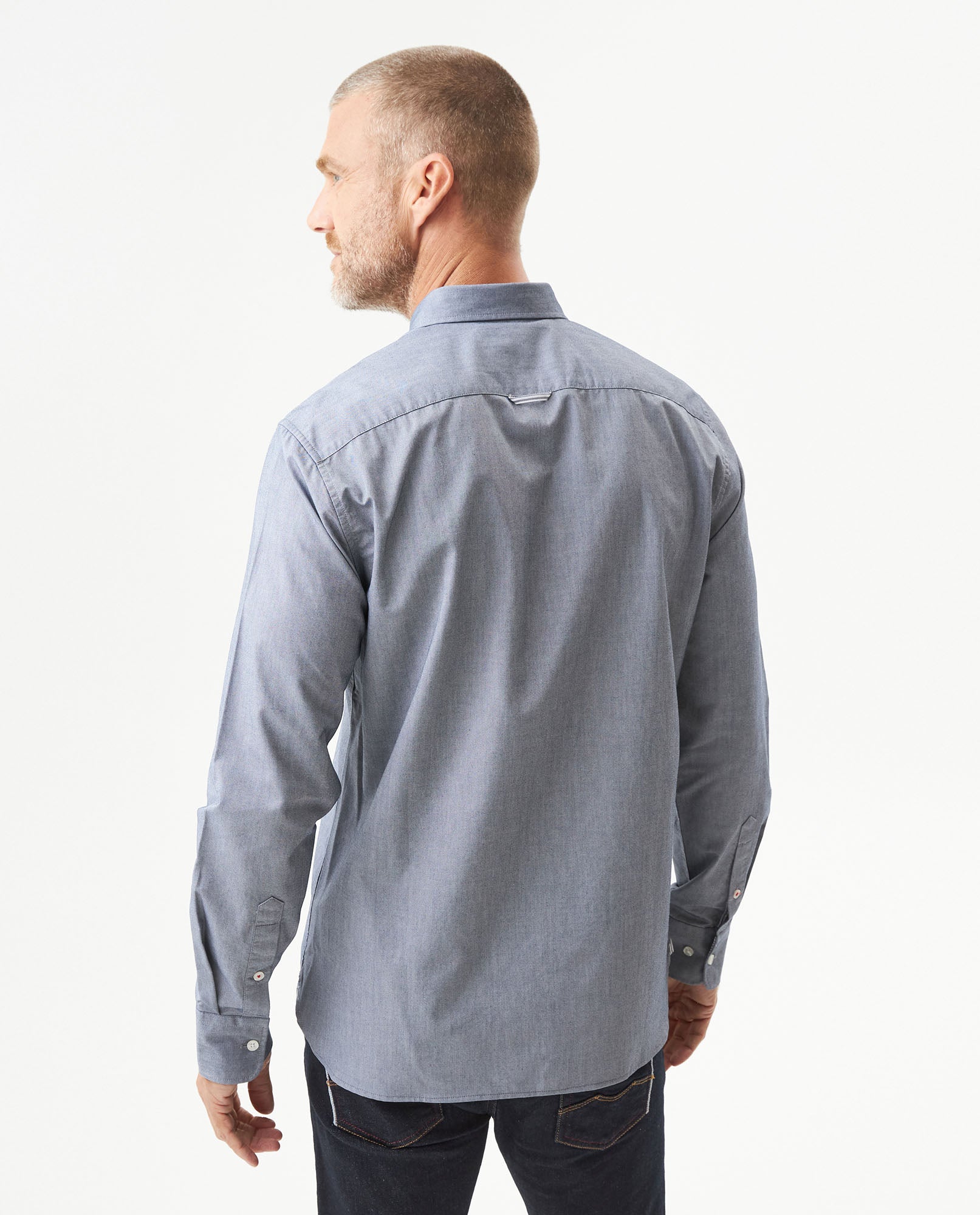 Men's Oxford Long Sleeve Shirtin Cotton - Black - 5