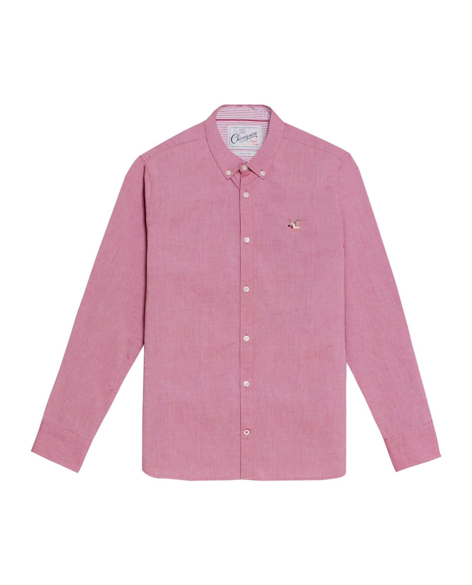 Men's Oxford Long Sleeve Shirt in Cotton - Red - 1