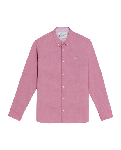 Men's Oxford Long Sleeve Shirt in Cotton - Red - 1