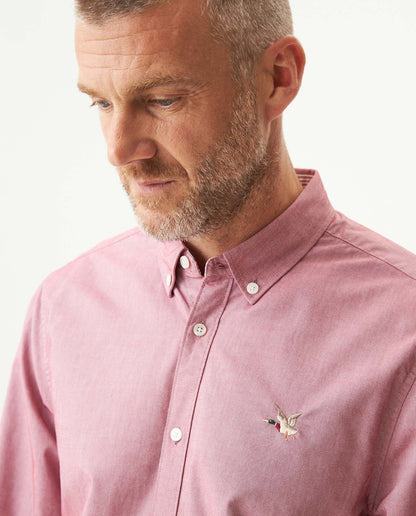 Men's Oxford Long Sleeve Shirt in Cotton - Red - 4