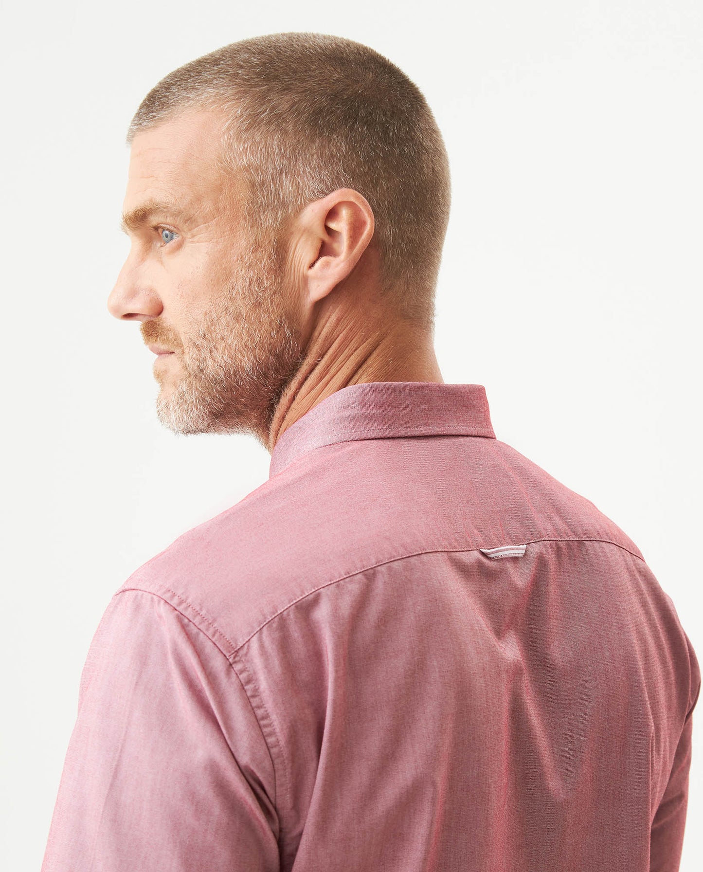 Men's Oxford Long Sleeve Shirt in Cotton - Red - 6