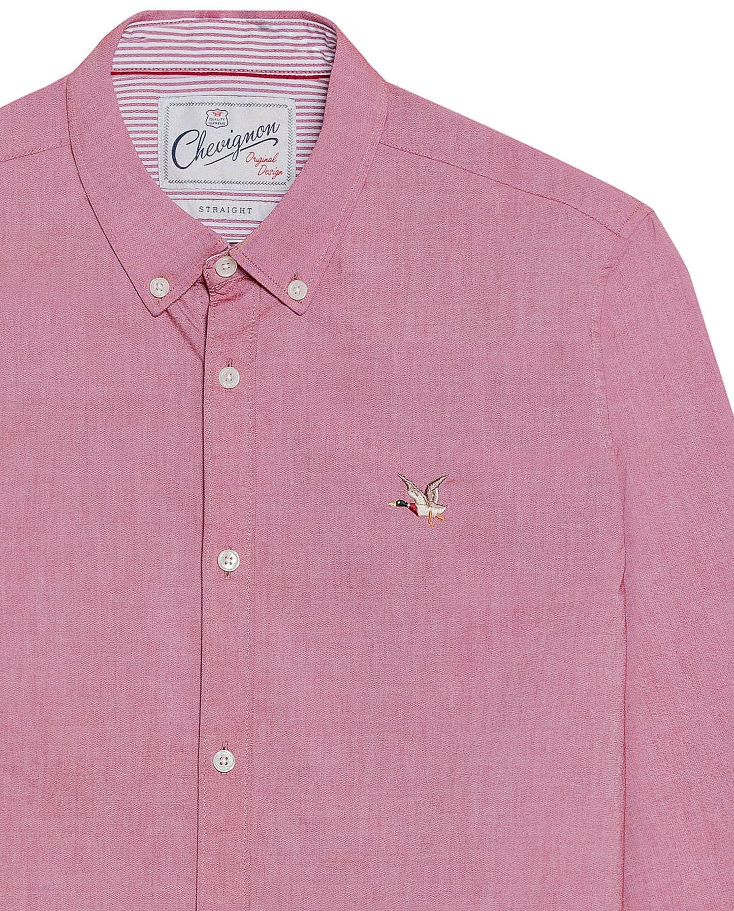 Men's Oxford Long Sleeve Shirt in Cotton - Red - 7