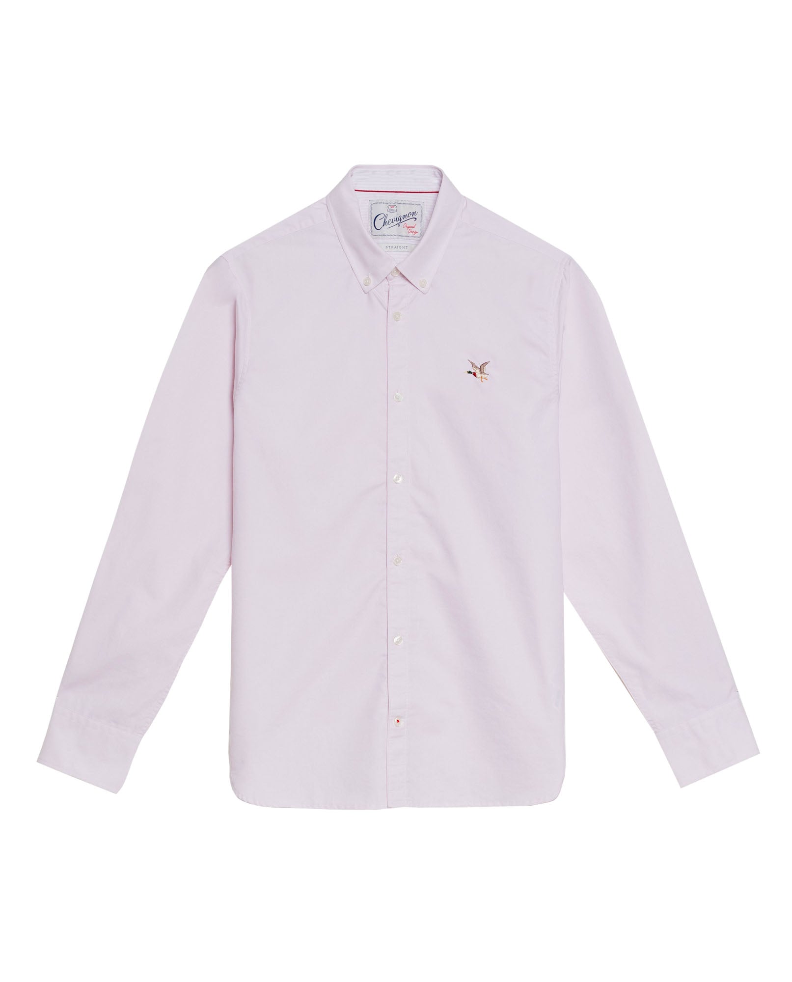 Men's Oxford Long Sleeve Shirt in Cotton - Pink - 1