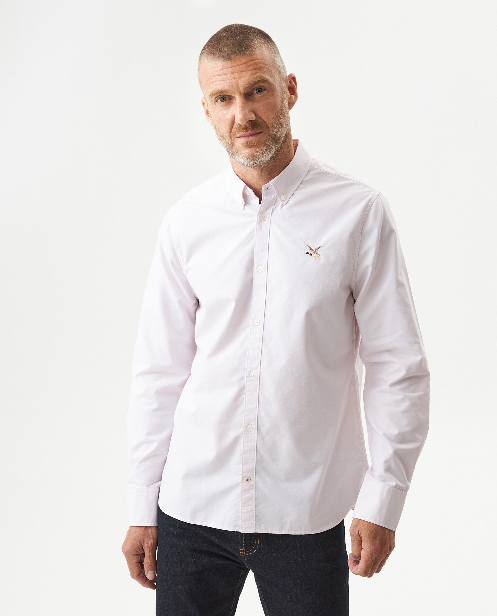 Men's Oxford Long Sleeve Shirt in Cotton - Pink - 2