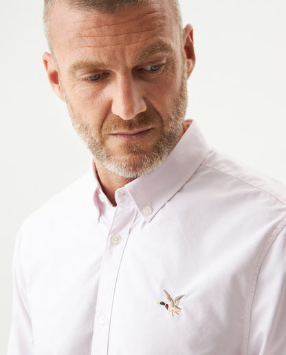 Men's Oxford Long Sleeve Shirt in Cotton - Pink - 4