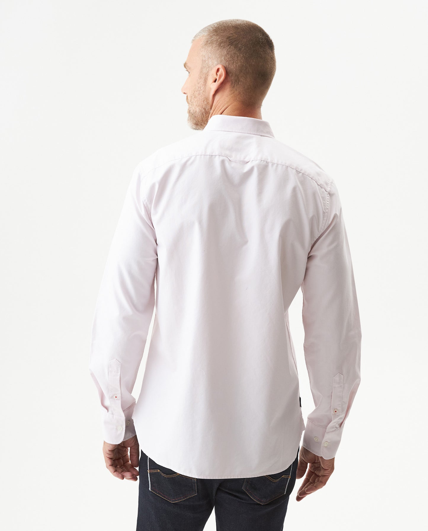 Men's Oxford Long Sleeve Shirt in Cotton - Pink - 5