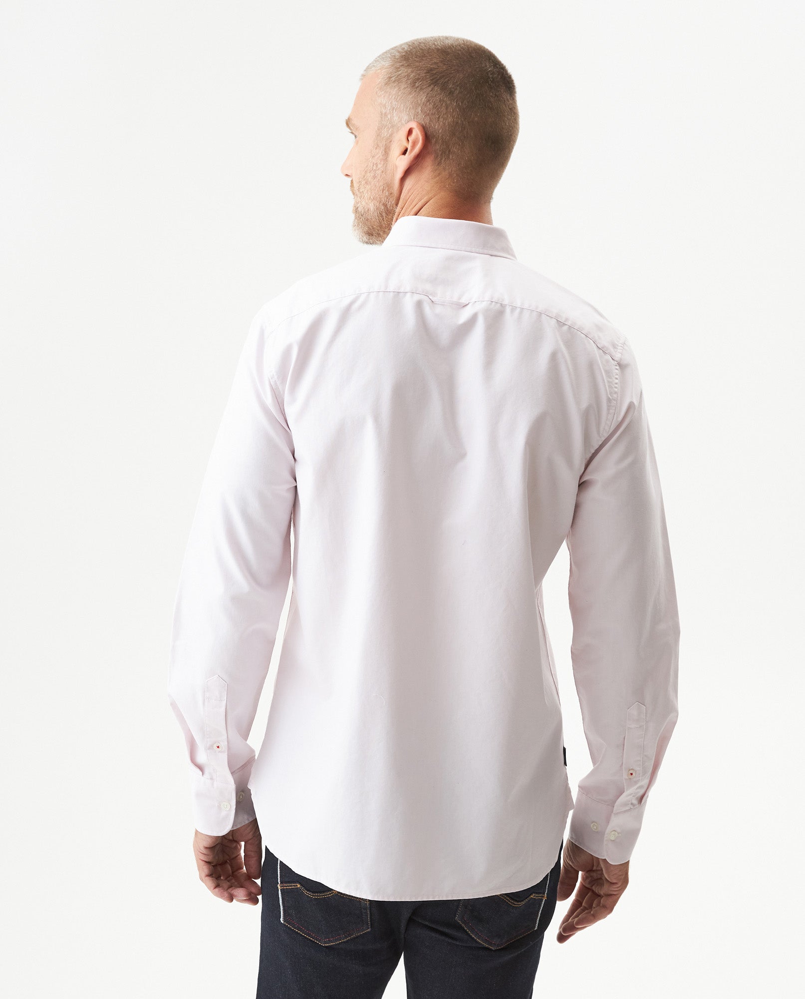 Men's Oxford Long Sleeve Shirt in Cotton - Pink - 5