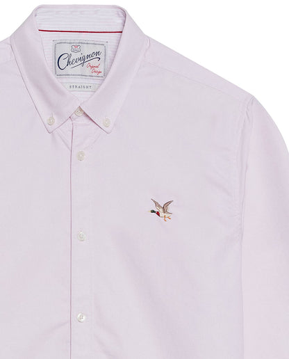 Men's Oxford Long Sleeve Shirt in Cotton - Pink - 7