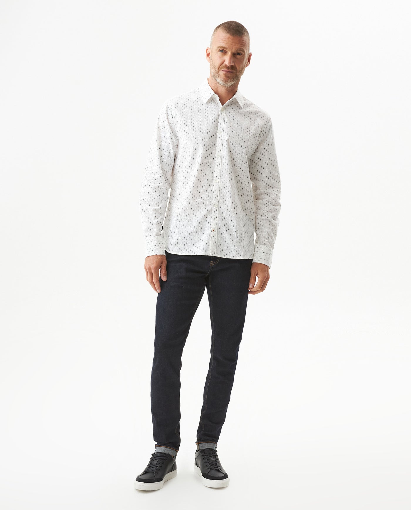 Camisa Mini Print Manga Larga para Hombre en Algodón - White 63_617G402_BLA110601_4