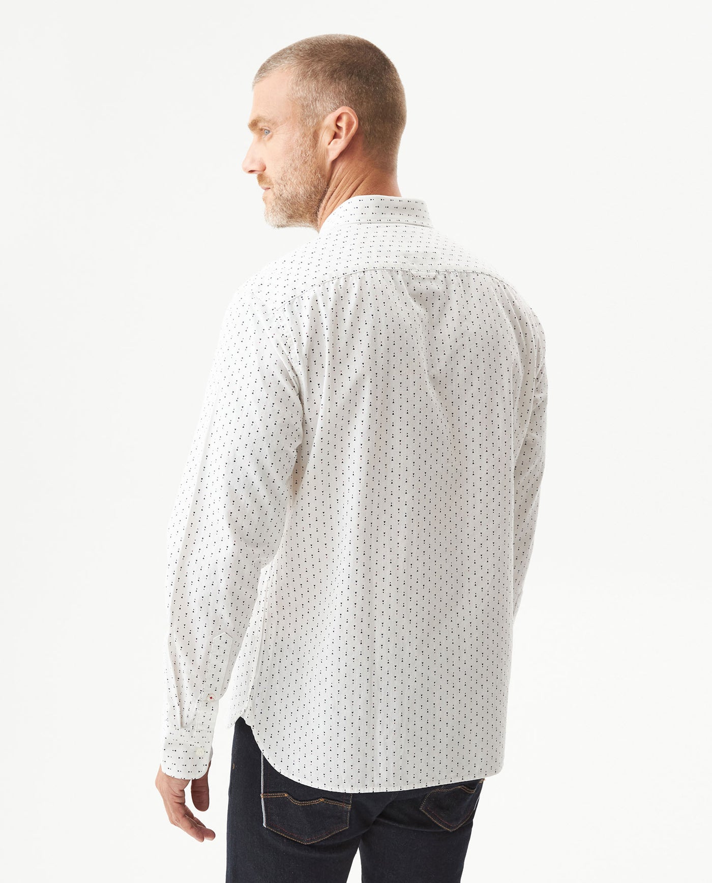 Camisa Mini Print Manga Larga para Hombre en Algodón - White 63_617G402_BLA110601_6