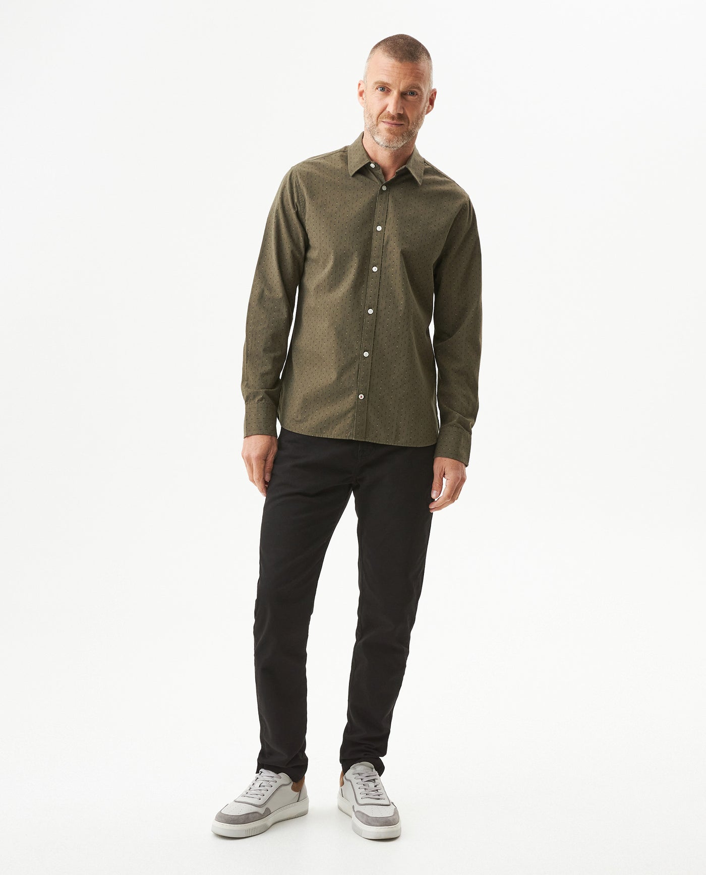 Camisa Mini Print Manga Larga para Hombre en Algodón - Green 63_617G402_VER180316_4