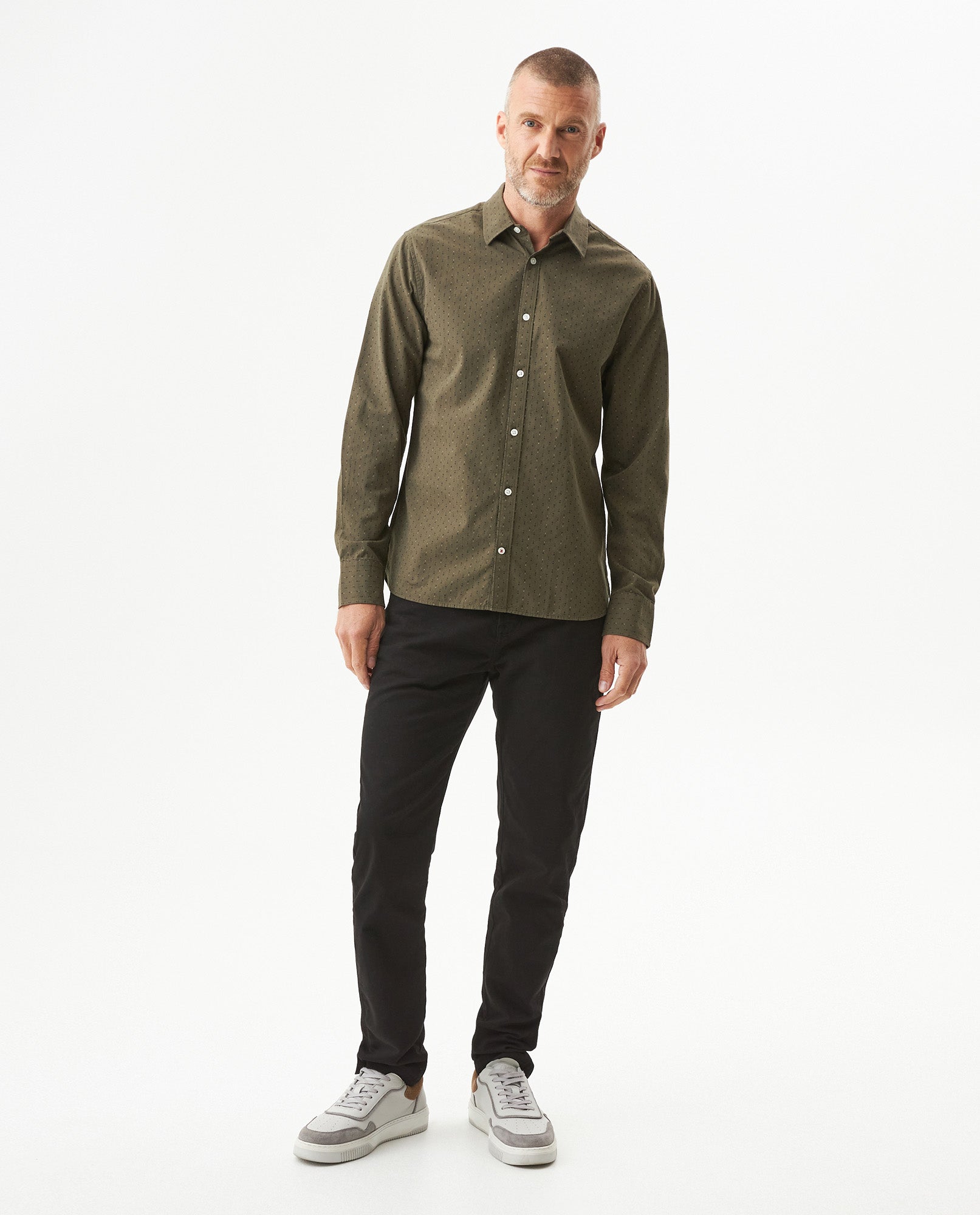 Camisa Mini Print Manga Larga para Hombre en Algodón - Green 63_617G402_VER180316_4