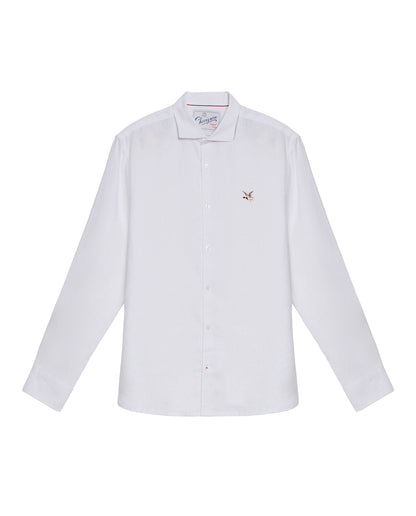 Men's Long Sleeve Linen Shirt - White - 1
