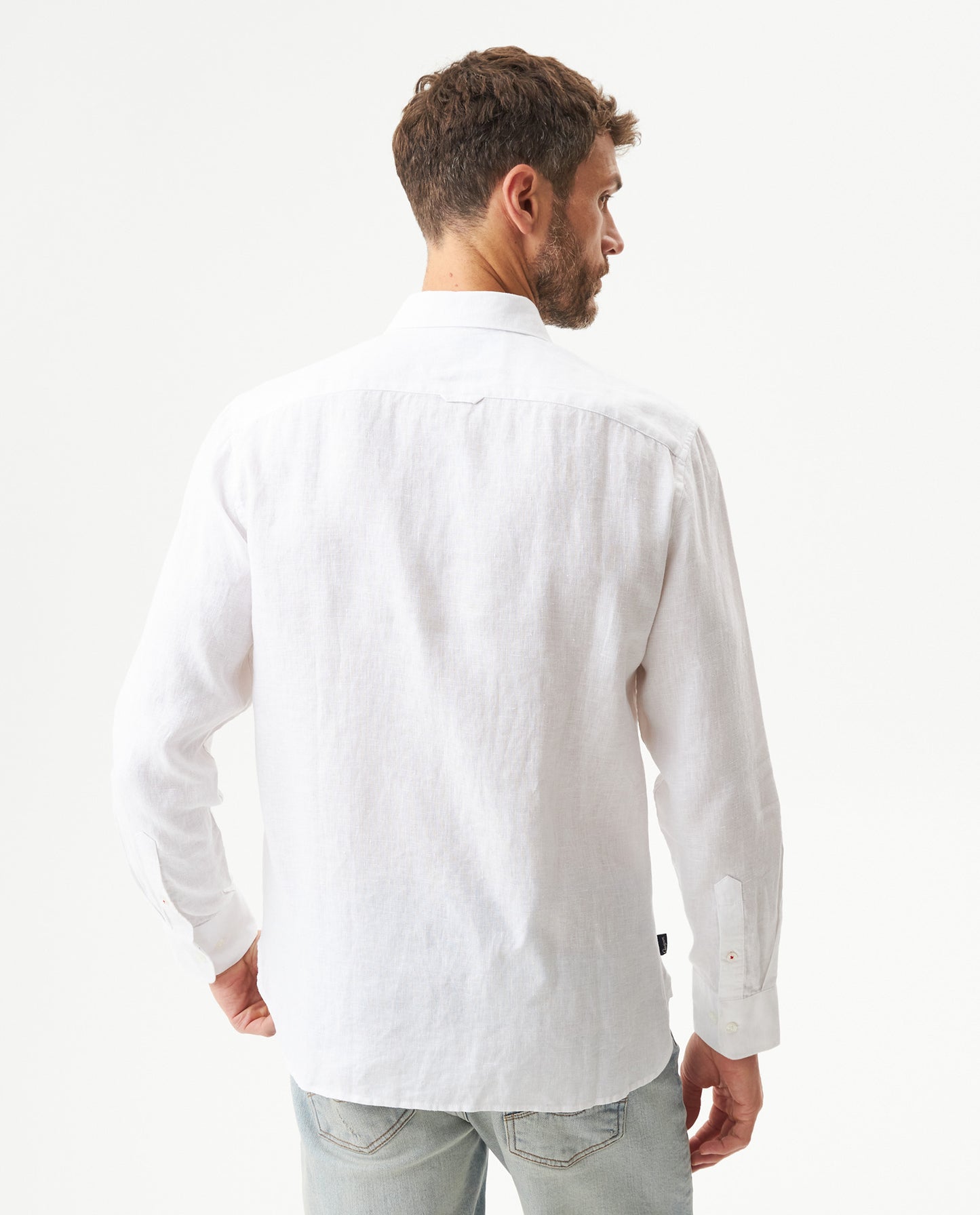 Men's Long Sleeve Linen Shirt - White - 5
