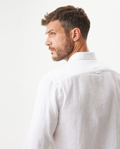 Men's Long Sleeve Linen Shirt - White - 6